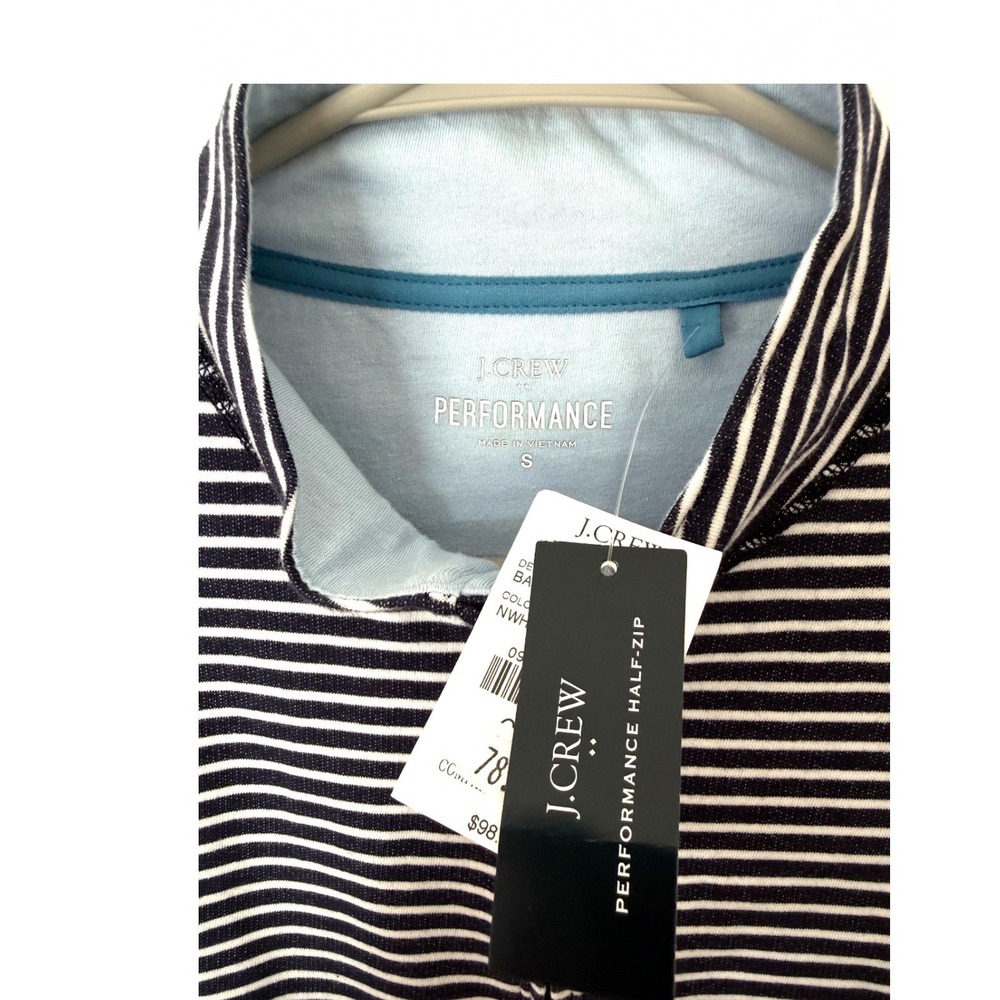 J.Crew Performance Half-Zip Pullover Navy White Striped Mens Small NWT BA161